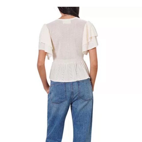 Ba&sh Acacio Pointelle Cardigan Top - Picture 2 of 11